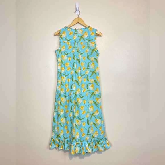 Ella Simone Cottagecore Night Dress Yellow Tulip Floral Print Ruffle Cotton - Picture 7 of 9